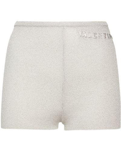 Pantaloni scurți din viscoză Valentino argintiu
