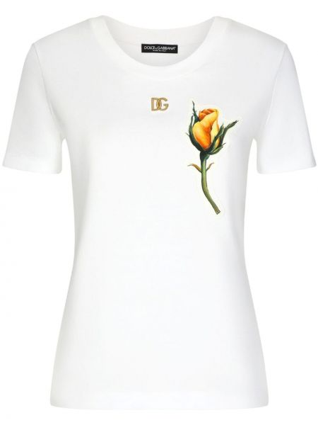 T-shirt à fleurs avec applique Dolce & Gabbana