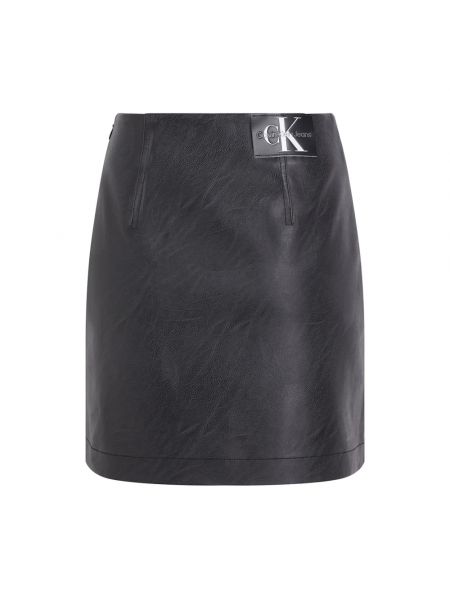 Falda de cuero de cuero sintético Calvin Klein Jeans negro