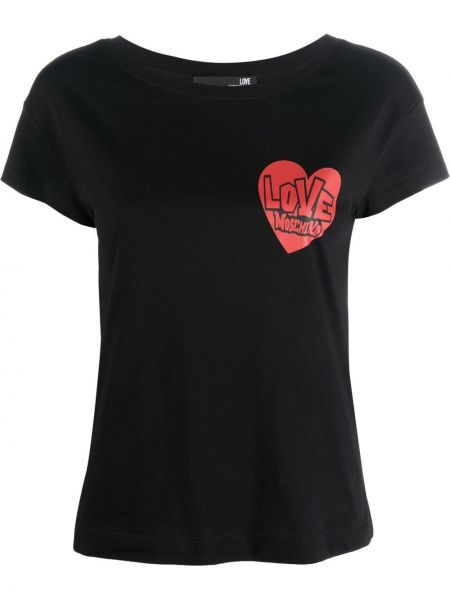 Тениска с принт със сърца Love Moschino