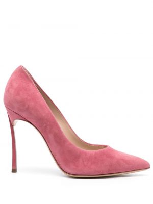 Велурени полуотворени обувки Casadei розово