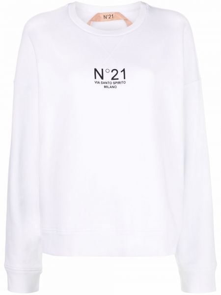 Avslappet trykt sweatshirt N°21 hvit