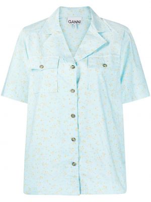 Camisa de flores con estampado Ganni azul