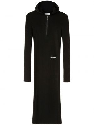 Midi šaty s kapucí Jil Sander černé