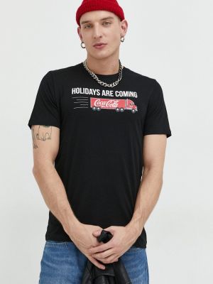 Памучна тениска с дълъг ръкав с принт Produkt By Jack & Jones черно