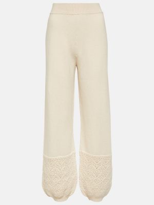 Παντελόνι με ίσιο πόδι κασμίρ Loro Piana λευκό