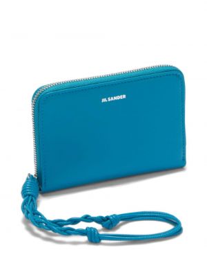 Kožená peněženka Jil Sander modrá