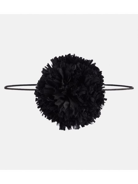 Šilkinis gėlėtas vėrinys satininis Saint Laurent juoda