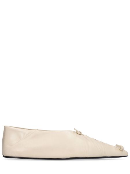 Læder ballerinaer Jil Sander beige