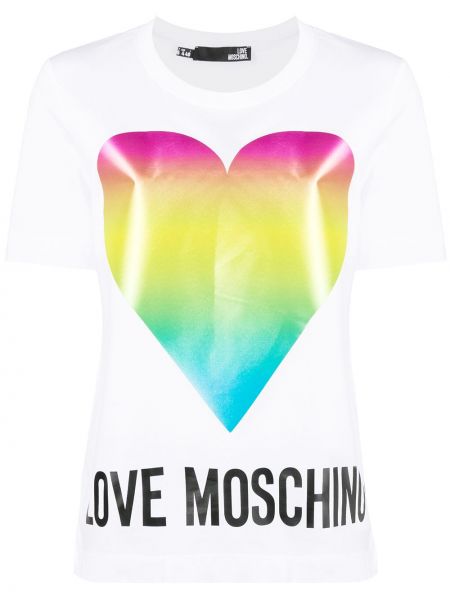 Camiseta con estampado con corazón Love Moschino blanco