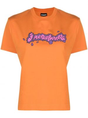 T-shirt z nadrukiem bawełniane z krótkim rękawem z okrągłym dekoltem Jacquemus - fioletowy