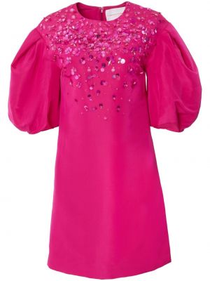 Koktejlové šaty s flitry Carolina Herrera růžové