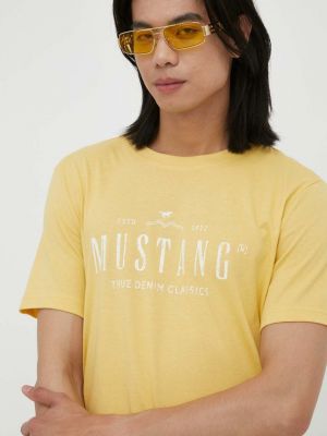 Тениска с дълъг ръкав с принт Mustang жълто