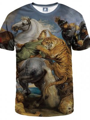Тениска с тигров принт Aloha From Deer кафяво