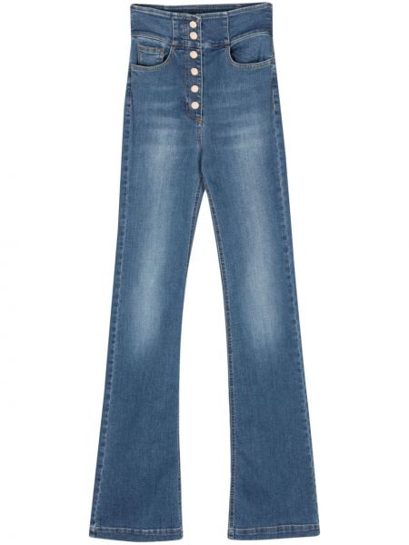 Bootcut džínsy s vysokým pásom Elisabetta Franchi modrá