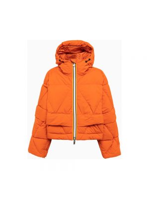 Pikowana kurtka puchowa w geometryczne wzory K-way pomarańczowa