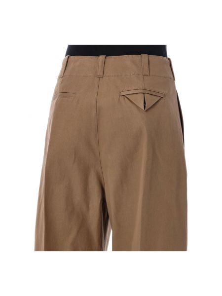 Pantalones anchos de algodón Bottega Veneta marrón