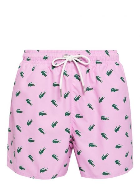 Kratke hlače s printom Lacoste ružičasta