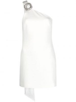 Křišťálové koktejlové šaty s přezkou David Koma bílé