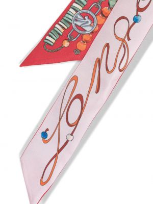 Jedwabny naszyjnik z perełkami Longchamp czerwony