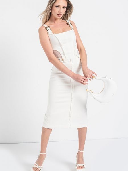 Джинсовое платье с квадратным вырезом Versace Jeans Couture белое