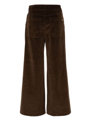 Pantalon en velours côtelé large Incotex marron