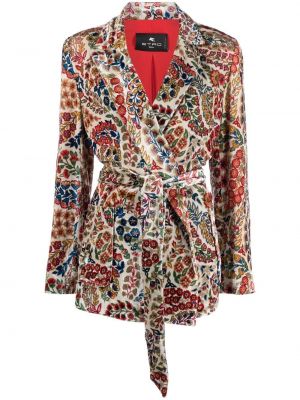 Paisley trykt floral lang blazer Etro hvit