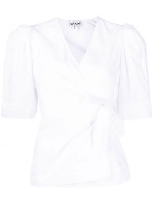 Памучна блуза Ganni бяло