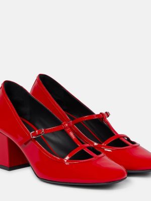 Кожени полуотворени обувки от лакирана кожа Khaite червено
