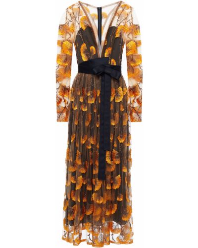 Satynowa sukienka midi z haftem Amanda Wakeley