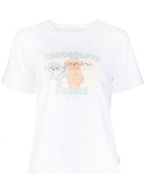 T-shirt con stampa con scollo tondo Chocoolate bianco