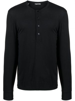 T-shirt con bottoni a maniche lunghe Tom Ford nero
