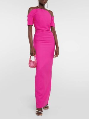 Шерстяное длинное платье Roland Mouret розовое