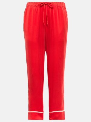 Jedwabne proste spodnie Asceno czerwone