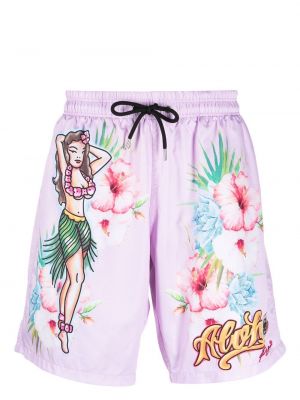 Kratke hlače s cvjetnim printom s printom Philipp Plein ružičasta