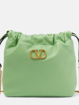 Dabīgās ādas clutch somiņa Valentino Garavani zaļš