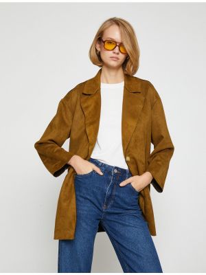 Замшевый пиджак Koton коричневый