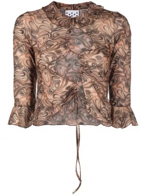 Блуза с принт с абстрактен десен Avavav кафяво