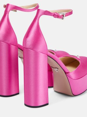 Calzado de raso con plataforma Prada rosa