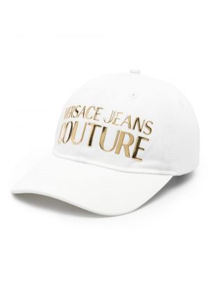 Medvilninis kepurė su snapeliu Versace Jeans Couture balta