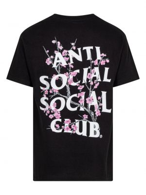 Květinové tričko s potiskem Anti Social Social Club černé