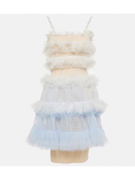 Прозрачна рокля с волани от тюл Susan Fang бяло