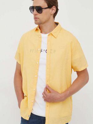 Ленена дънкова риза Pepe Jeans жълто