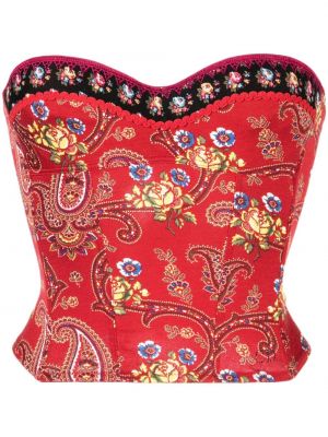 Květinová bandeau podprsenka s potiskem Christian Dior červená