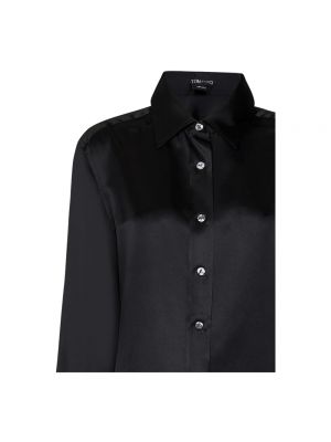 Blusa con botones de raso de seda Tom Ford negro