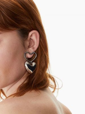 Boucles d'oreilles à boucle de motif coeur Nina Ricci argenté