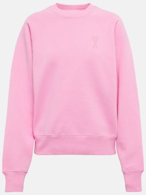Felpa di cotone in jersey Ami Paris rosa