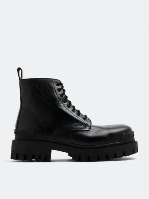 Кружевные ботинки на шнуровке Balenciaga черные