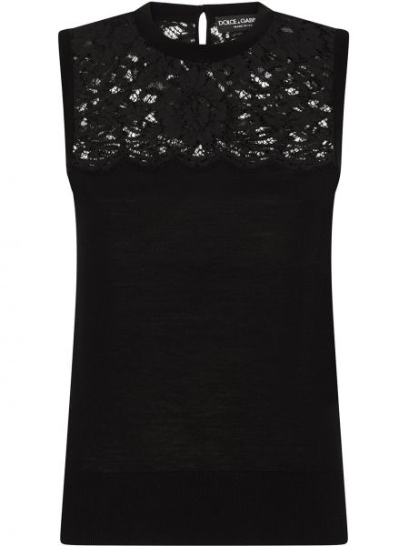 Volnena bluza s čipko Dolce & Gabbana črna