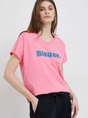 Хлопковая футболка Blauer розовый